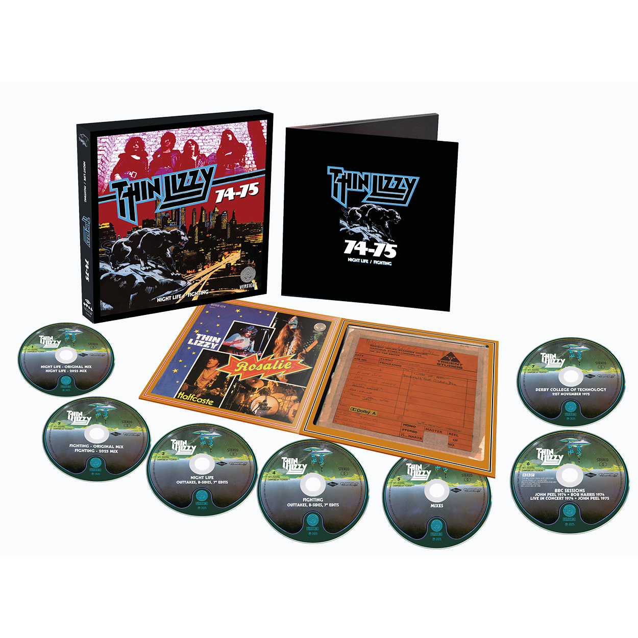 Thin Lizzy - 74-75 - Night Life / Fighting: 7CD Boxset - uDiscover Thin Lizzy - 74-75 - Night Life / Fighting: 7CD Boxset - uDiscover