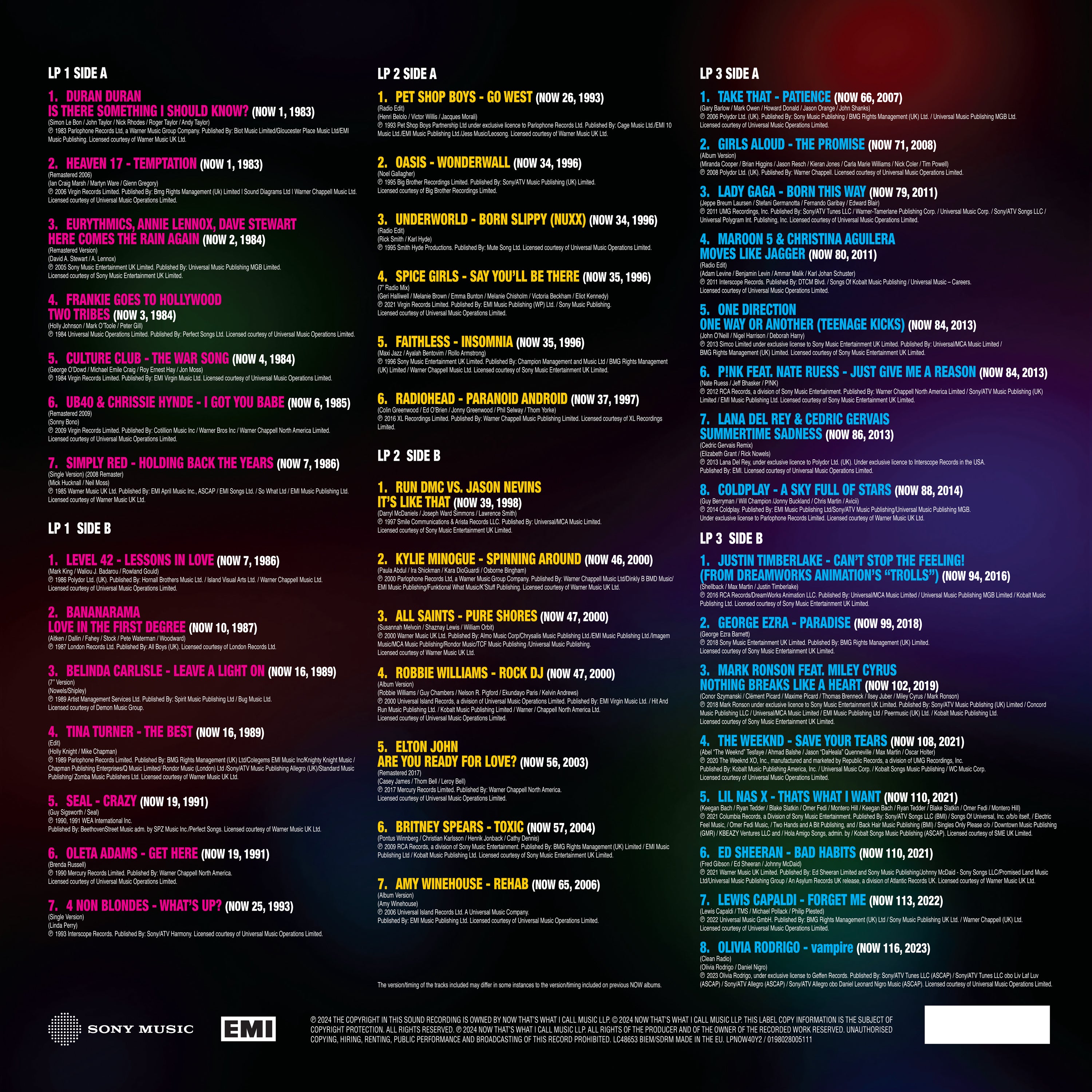 Various Artists - NOW That's What I Call 40 Years - Part Two (3LP)